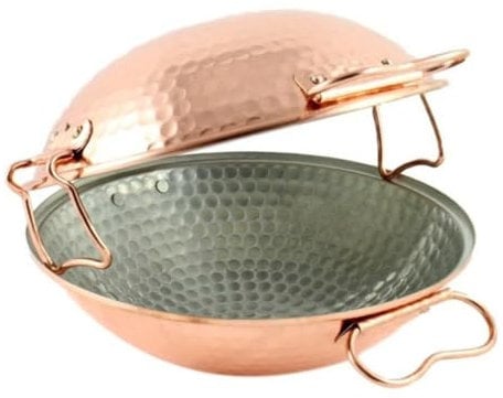 Mali’s C20017 – Cataplana, Sauteuse, Wok en cuivre martelé intérieur étamé – Four, tous feux SAUF induction, Ø 24cm, Cuivré