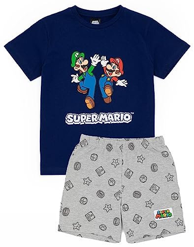 Super Mario Nintendo Pajamas Boys Kids Luigi Bleu ou Red Short PJS 7-8 Ans