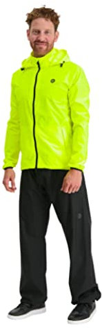 AGU GO Essential Regenanzug Herren und Damen, Regenkombi Fahrrad, Atmungsaktive Regenbekleidung von 100% Recycltem Polyster, Reflektierend, Unisex - Gelb - XL