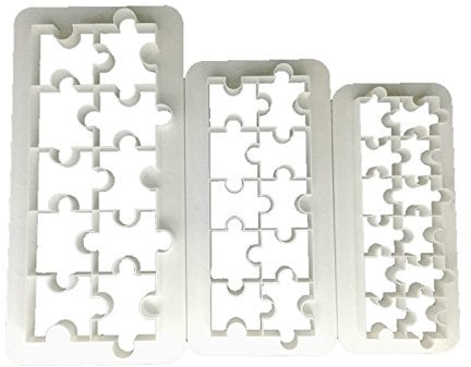 3PCS Puzzle Cookie Cutter, Cake Fondant Cutter Biscuit Cutters, 3 Sizes of Plastic Jigsaw Shape Pastry Molds, DIY Baking Decoration Tool