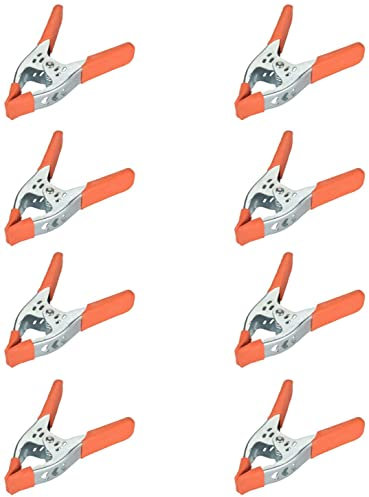 Spring Clamps, Heavy Duty Clamp, Metal, 8 Pack, 6 Inch, Orange, Large Strong Clips, Hand Squeeze Grip, Wide Jaw, Hardware Clap, for Photography, Furniture, Pony, Industrial