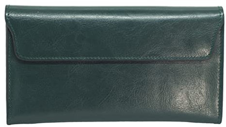 BAWAKO große geldbörse aus echt Leder, 3 Fächer,1 abtrennbar Kartenhalter,Portemonnaie im Langformat für Geldschein Ausweis Karten Handy Damen Herren, magnetisch Klappgeldbeutel(Grun)