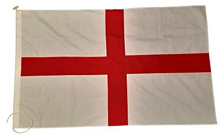 NWFlags Hand Stitched England St George Flag with Rope & Toggle - 5ft x 3ft