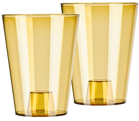 Tymar Orchideentopf Übertopf, 2er-Pack, transparent, Blumentopf, Blumenkübel für Orchidee, Pflanzentopf aus Kunststoff, Moderne, schlanke, Runde Form, STOOKPS001 (Honig Transpartent, ø 12 cm)