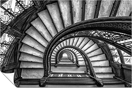 Panther Print Fine Art Prints Black & White Architectural Spiral Treppenkoffer, ungerahmtes Poster, Bilder für Zuhause, Wände, Schlafzimmer, Wohnzimmer & Badezimmer-Dekoration, 76 x 51 cm