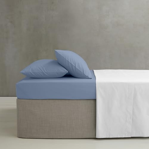 Catherine Lansfield Easy Iron Percale Combed Double Fitted Sheet Blue