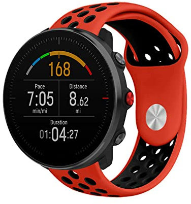 Strap-it Silikon Sportarmband - kompatibel mit - Polar Vantage M - Armband - Rot/Schwarz - fur Grit X - Grit X Pro - Vantage V3 - Vantage M2