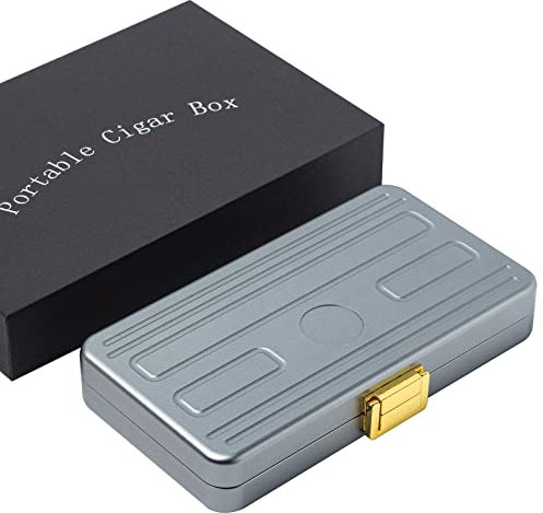 EYIDADAE Elegante Aluminium Zigarrenbox mit spanischem Zedernholz-Tablett für Männer und Frauen - tragbares Zigarrenetui Reisetasche (Grau)
