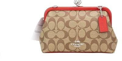 COACH Damen Nora Kisslock Crossbody, Khaki - Electric Red, Einheitsgröße