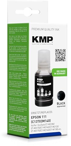 KMP Nachfülltinte passend für Epson 111 Black (C13T03M140) - für EcoTank ET-M3180 ET-M3170 ET-M3140 ET-M2120 ET-M2170 ET-M2140 ET-M1180 ET-M11... etc.