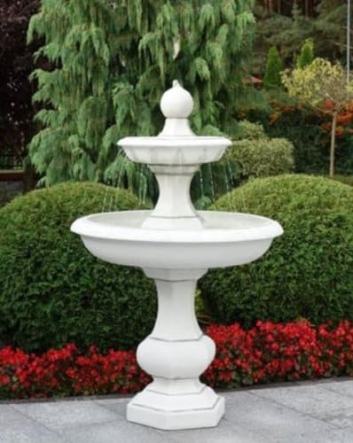 Casa Padrino Fontana Barocco Bianco Ø 100 x A. 160 cm - Fontana Rotonda da Giardino in Stile Barocco - Fontana Rotonda da Giardino in Pietra - Accessori da Giardino Barocco