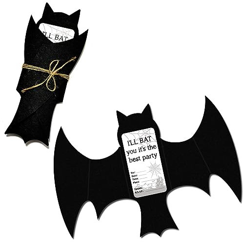Yasmart Life Halloween-3D-Einladungskarten, schwarze Fledermäuse, 20 Stück, Unisex-Erwachsene, Halloween-Partygeschenke
