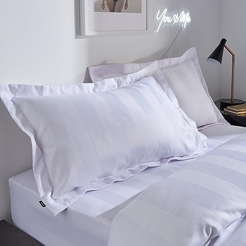 Playboy Kissenbezug, weich, Satin, gestreift, Oxford, Weiß