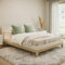 skølm Freyr Bett 140x200 cm, Holzbett weiß/Natur Scandi Style, Doppelbett aus Birke, Bettgestell mit Kopfteil, Maße: H 83 x B 146 x T 206 cm