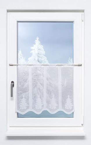 LYSEL Scheibengardine Tannenbaum mit Geschenken (Bx H) 75cm * 50cm weiß