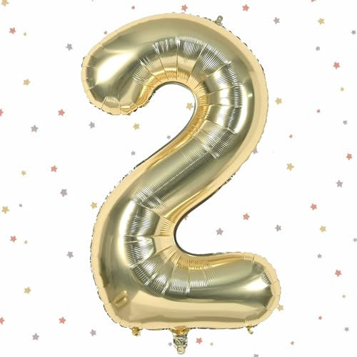 Geburtstag Folienballon Zahl 2, 40 Zoll Champagner Gold Luftballons 2, Weißgold Folienballon 2, Helium Weißgold Ballon Zahl 2, Luftballon 2 Geburtstag für Hochzeit Jubiläum Fest Party Dekoration
