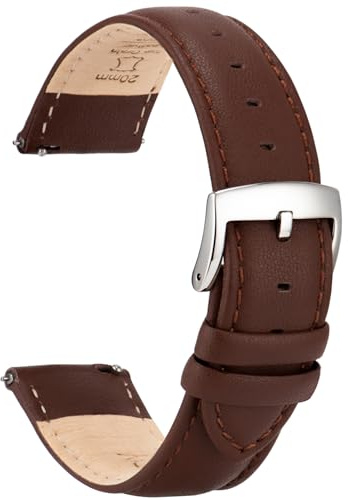 OTTOODY Leder Uhrenarmbänder 22mm 21mm 20mm 18mm 16mm Armband, Schnellverschluß Eleganten Leder Uhrenarmband für Damen Herren, Hochwertige Ersatz Leder Armband für Uhr & Smartwatch, Silberne Schnalle