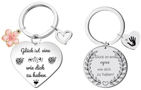 IFUDE Dankesgeschenke für Damen -Wertschätzung durch Herz Schlüsselanhänger geschenk für Oma und Opa von Enkel Geschenkideen zu Großeltern Tag,Weihnachten und Geburtstag (Oma und Opa)