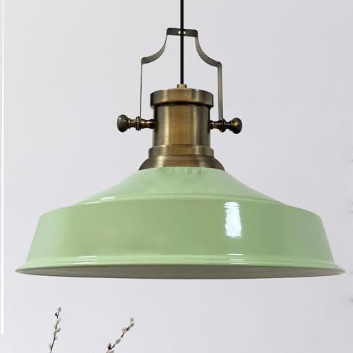 bamyum Asletl Hängelampe Industrial aus Metall Ø41 cm, Küchenlampe Vintage, Hängelampe Esstisch E27, Wohnzimmerlampe Hängend Vintage, Pendelleuchte Esstisch und Wohnzimmer, Pendelleuchte Minzgrün