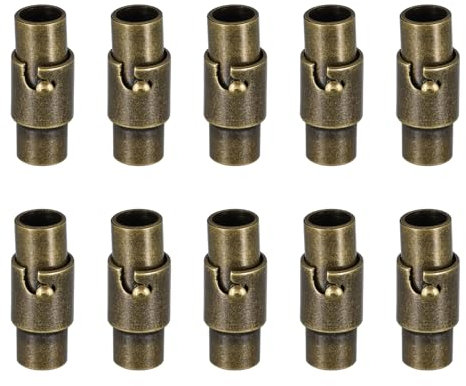 Sourcing Map Lederschnur-Endverschluss, 10 Stück, 4 mm Loch, Lederverschlüsse, Kordelendkappen, Verschlüsse für Schmuckherstellung, DIY, Handwerk, Bronze