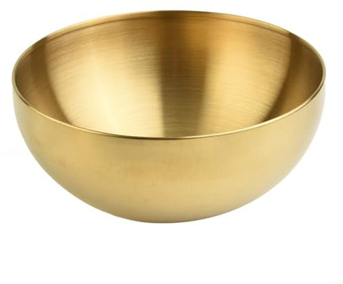 CNANRNANC Cuenco de ensalada de acero inoxidable, cuenco de metal multifuncional, ensaladera para mezclar frutas, utensilios de cocina de acero inoxidable, 12/15/20 cm (20 cm dorado)