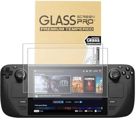 Fourmor Displayschutzfolie für Steam Deck OLED 7.4 Zoll (NEU 2023) -9H gehärtetes Glas Film, Anti Kratzer HD klar, Rindsleder Box Professionelle Verpackung, 2-Pack