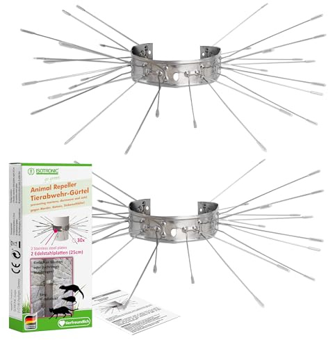 ISOTRONIC Marderschutz – Marderabwehr für Fallrohre, Dachrinnen & Bäume – Fallrohrschutz gegen Marder, Katzen & Waschbären – individuell anpassbare Tierabwehr für Haus & Dach (4 Stück)
