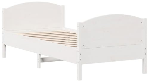 vidaXL Massivholzbett ohne Matratze Weiß 90x190 cm Kiefernholz