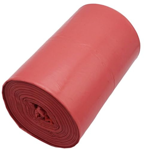 SKIR'CO Bolsas de basura de 60 litros, bolsas de basura rojas de 60 x 72 cm, bolsas de basura de color rojo (100 unidades)
