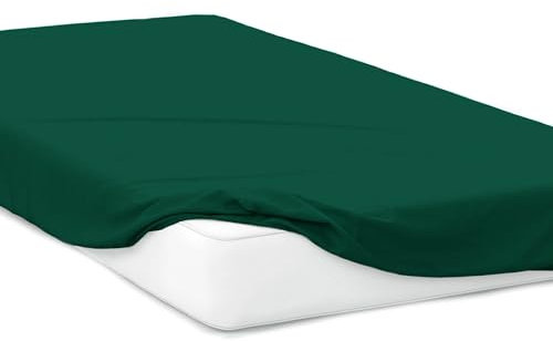 Mixi Trends Spannbettlaken Jersey Spannbetttuch 100% Baumwolle Bettlaken Bettlaken, Größe:120 x 200 cm, Farbe:Dunkelgrün