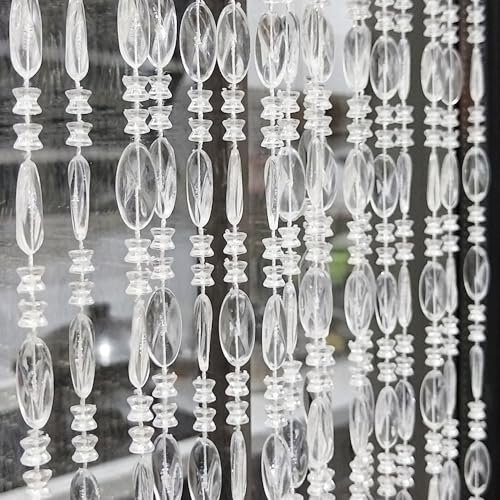 ave split Beaded Curtain Doorways Acrylic Hanging Door Beads String Curtains Tassel Room Divider Screen Decor for Doorway Window Living Room Wedding (1, Clear, 39 inch x 78.7 inch)