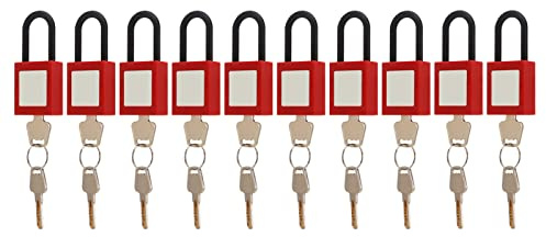 10-teiliges Lockout-Tagout-Kit Für Elektrische Leistungsschalter, Lockout-Tagout-Schlösser Gleichschließend, Lockout-Tagout-Schloss-Set, 10 Rote Sicherheits-Lockout-Vorhängeschlösser