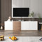 BTM Meuble TV 170 Suspendu pour Salon, Meuble de Rangement avec Multi-Espace, Table TV avec 3 tiroirs, Blanc et Bois