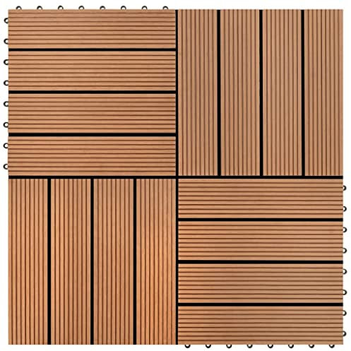 ZEYUAN Baldosas de Porche de WPC 30x30 cm 2 m² marrón 22 Unidades, Piscina Terraza, Suelo Madera Exterior, Tarima Exterior, Suelo Jardin Exterior, Suelos Terraza,