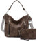 Chase Chic Handtasche Damen, Leder umhängetasche Shopper Hobo Taschen Geldbörse set Gross Schultertasche mit Abnehmbar Schulterriemen 2pcs Kaffee