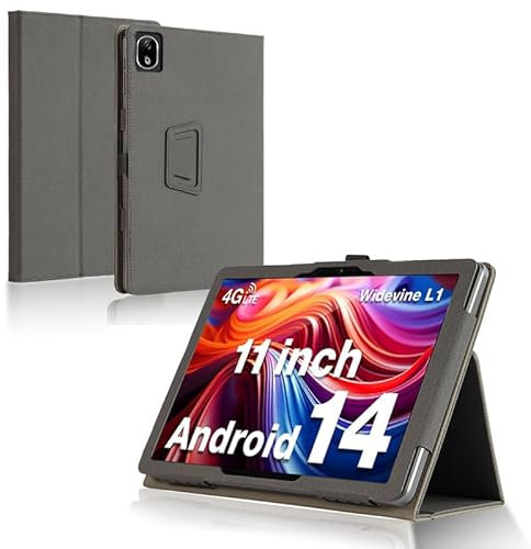Haofun Funda Compatible con DOOGEE T30E/UMIDIGI G9 Tab, Smart Cover PU Protector con Soporte Multiángulo, Ultra Delgada Anti-Caída Case Carcasa con Correa para la Muñeca (Negro)