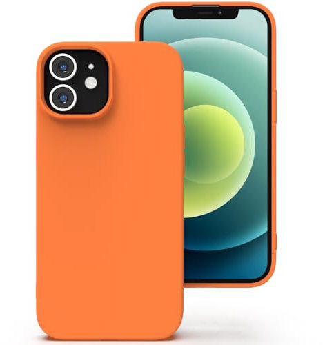 Zuvirelx Glatte Silikon hülle für iPhone 12 Mini, Staubbeständig, Slim, Taschentauglich Handyhülle Cover Case für Apple iPhone 12 Mini - Orange