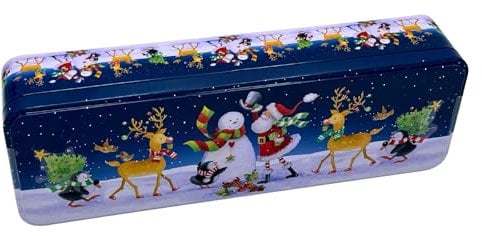Biscuits Gift Set | Christmas Biscuits Gift Set | Stocking Fillers | Christmas Eve Box Fillers - Embossed Santa's Starry Night Tin Filled With Clotted Cream Shortbread Biscuits, 150g (Clotted)