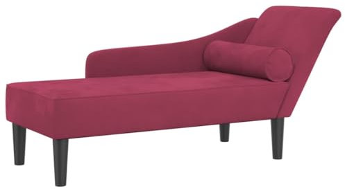 vidaXL Chaiselongue, Indoor Lounge Sofa mit Kissen, Gepolsterte Recamiere für Wohnzimmer Schlafzimmer Büro, Relaxliege Couch, Weinrot Samt