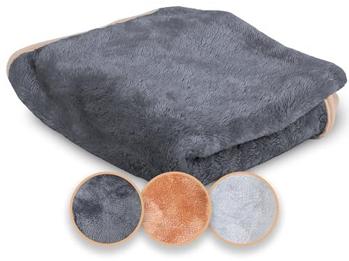 Belune Hundedecke Deluxe - flauschig, waschbar (Dunkelgrau, L (125x75))