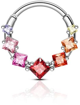 Agrewd Septum Piercing Schmuck 16G Schmuck für Daith Piercing Septum Ring Silber Rosa Zirkon Ohrringe Daith Edelstahl 316L Clicker Septum für Frauen Männer