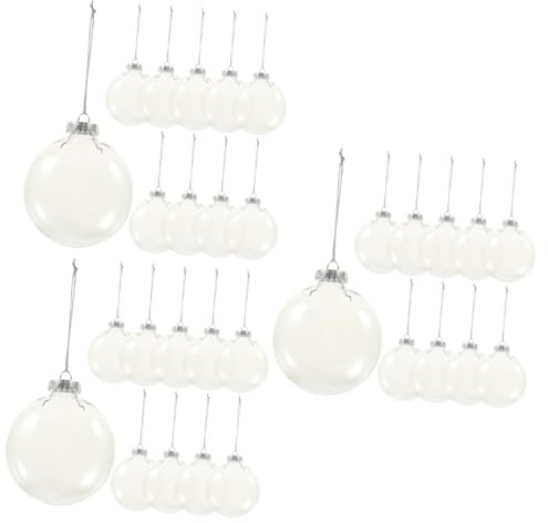 OFFSCH 30 STK Flache Weihnachtskugeln Christbaumkugel hängende weihnachtsverzierung weihnachtsbaumdeko weihnachtsbäume geschmückt klar befüllbare Kugel Weihnachtskugel Transparent