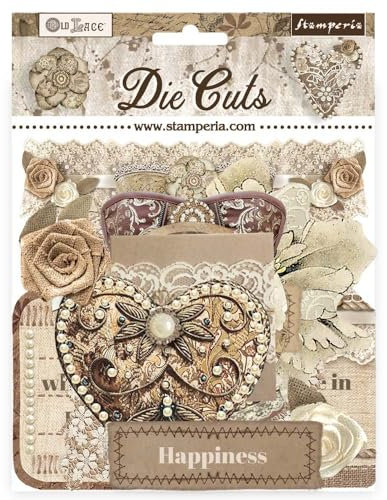 Stamperia - Die Cuts for Scrapbooking, Albums, Card Making, Bullet Journalling and More, Laser Cut Cardboard Shapes, Easy to Glue, Perfect for Hobbies, Crafts, and Gifting (Old Lace) (Assorted)
