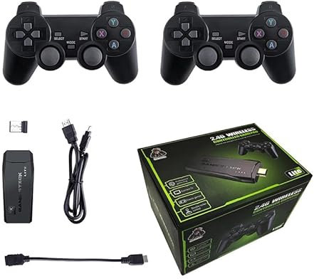 RUDFUZ Consola de Juegos inalámbrica 2,4G HD Arcade PS1 Home TV Mini Consola de Juegos U Bao Consola de Juegos Retro Controlador de Gamepad inalámbrico 64G