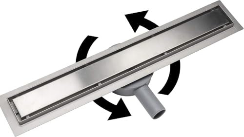 Acezanble Linear Shower Drain with 360 ° Siphon, Stainless Steel Linear Bathroom Floor Drain 60 cm, Rectangular Drainage Channel, Tile Insert Floor Drain