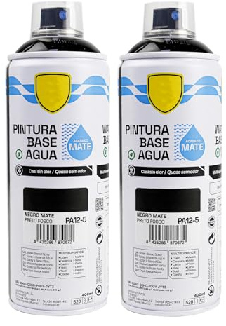 various - Pintura Spray Base Agua 400ml,Ecológica y Sin Olor,Para Muebles,Metal,Plástico y Madera,Colores Duraderos,Cobertura Uniforme - Negro Mate,2 unidad