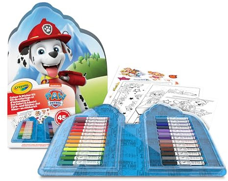 CRAYOLA - Paw Patrol Mal- & Stickerkoffer, Set mit Filzstiften, Malvorlagen, Stickern, 45 Stück, Kreatives Geschenk für Kinder, ab 5 Jahren, 04-0783