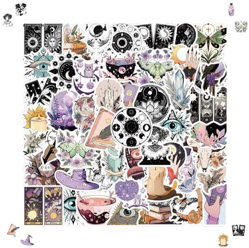 2 X 50 Stück Hexe Aufkleber, Vintage Fantasy Sticker Set, Hexen-Thema, Wasserfeste Vinyl Anime Sticker für Skateboard Laptop Koffer Helm Motorrad Fahrrad Computer für Jugendliche und Erwachsene