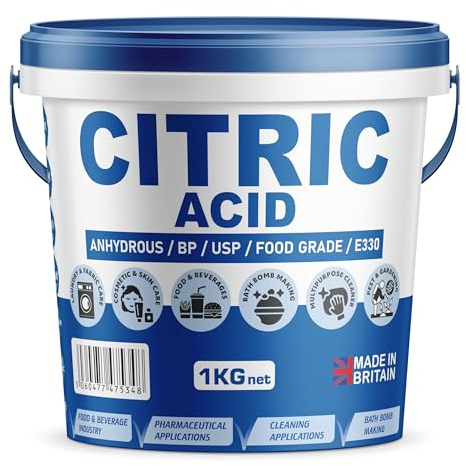 Citric Acid Anhydrous Form 100% Pure Food Grade for Food Preservation Bath Bombs Cleaning Cheese Making Cooking Descaling Descaler By PSN (1kg Bucket)