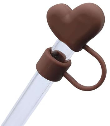 Straw Cover Cap for Stanley Cup, Heart-Shaped Straw Topper for Stanley Cup, 2025 Cute Love Straw Cover for Stanley Cup Decorations, Gifts for Mother's Day (Brown)